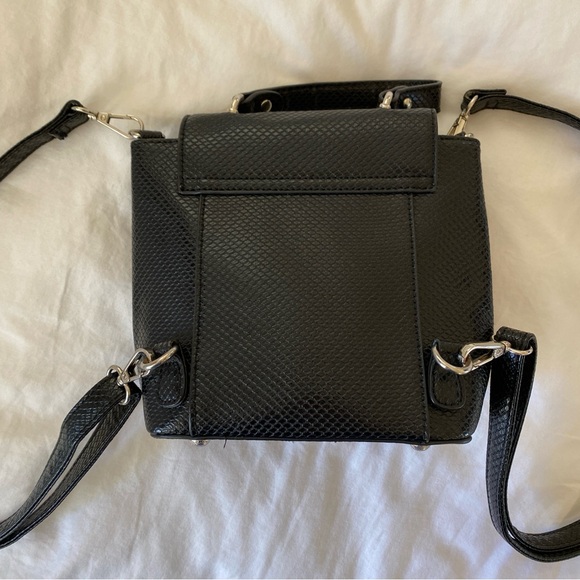 Urban Expressions Black Faux Crocodile Leather Mini Backpack - Picture 3 of 7